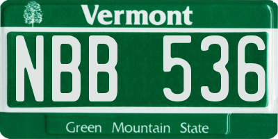 VT license plate NBB536