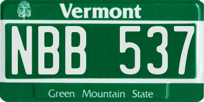 VT license plate NBB537