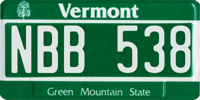 VT license plate NBB538