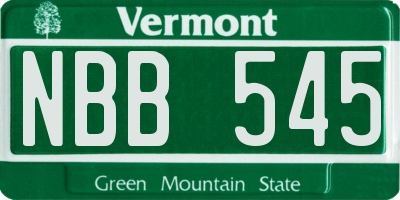 VT license plate NBB545
