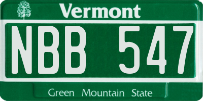 VT license plate NBB547