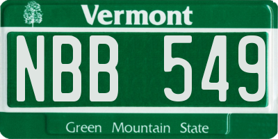 VT license plate NBB549