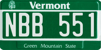 VT license plate NBB551