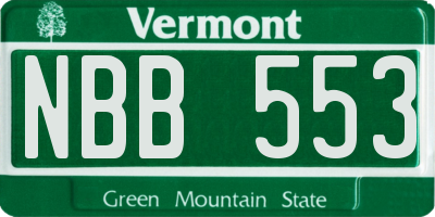 VT license plate NBB553