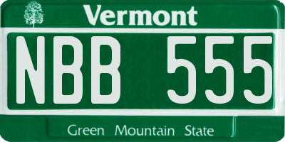 VT license plate NBB555