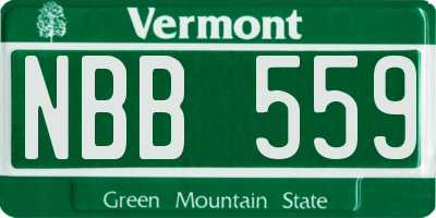 VT license plate NBB559
