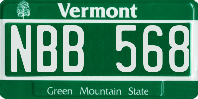 VT license plate NBB568