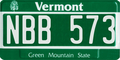 VT license plate NBB573