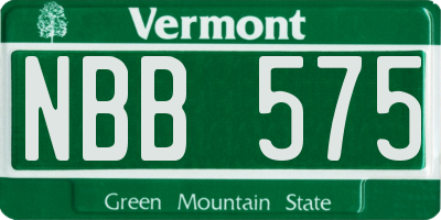 VT license plate NBB575