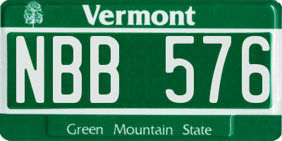 VT license plate NBB576