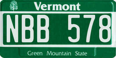 VT license plate NBB578