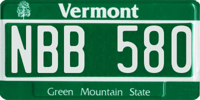 VT license plate NBB580
