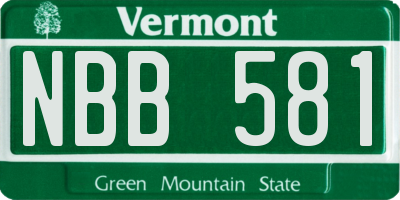 VT license plate NBB581