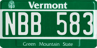 VT license plate NBB583