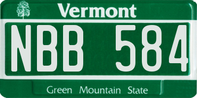 VT license plate NBB584