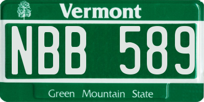 VT license plate NBB589