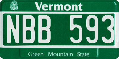 VT license plate NBB593
