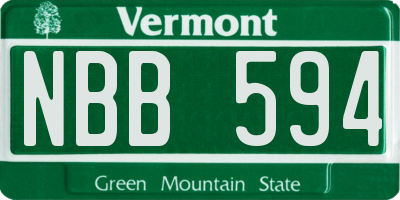 VT license plate NBB594