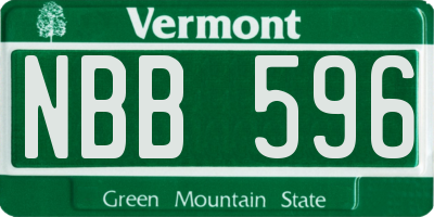 VT license plate NBB596