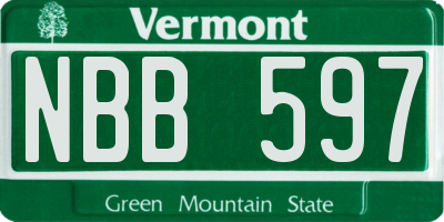 VT license plate NBB597