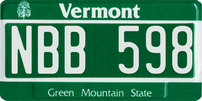 VT license plate NBB598