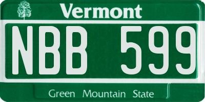 VT license plate NBB599