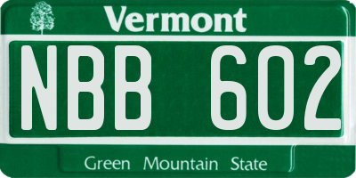 VT license plate NBB602