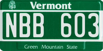 VT license plate NBB603