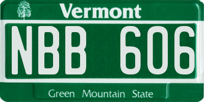 VT license plate NBB606