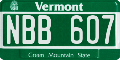VT license plate NBB607