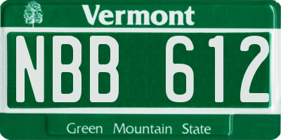 VT license plate NBB612