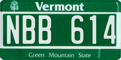 VT license plate NBB614