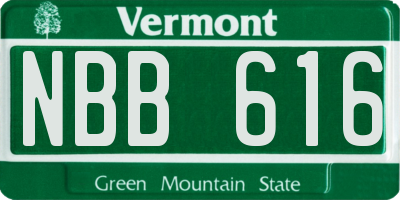 VT license plate NBB616