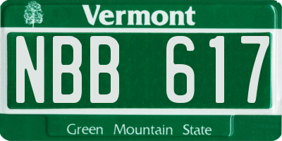 VT license plate NBB617