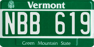 VT license plate NBB619