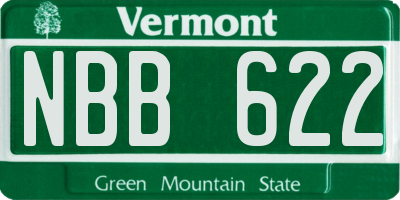 VT license plate NBB622