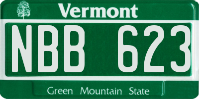 VT license plate NBB623