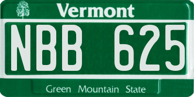 VT license plate NBB625