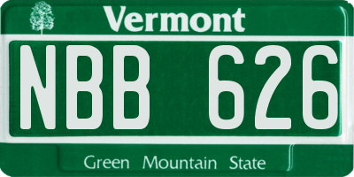 VT license plate NBB626