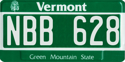 VT license plate NBB628