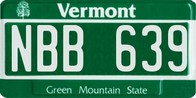 VT license plate NBB639