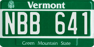 VT license plate NBB641