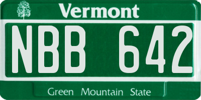 VT license plate NBB642