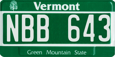 VT license plate NBB643