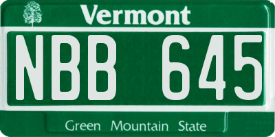VT license plate NBB645