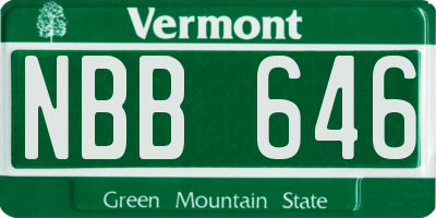 VT license plate NBB646
