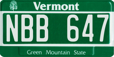 VT license plate NBB647