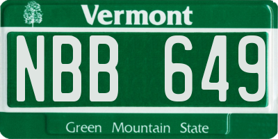 VT license plate NBB649