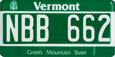 VT license plate NBB662