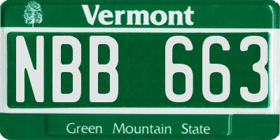 VT license plate NBB663